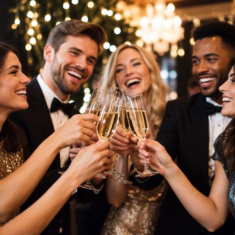 Brindis con copas de champaña en una celebración